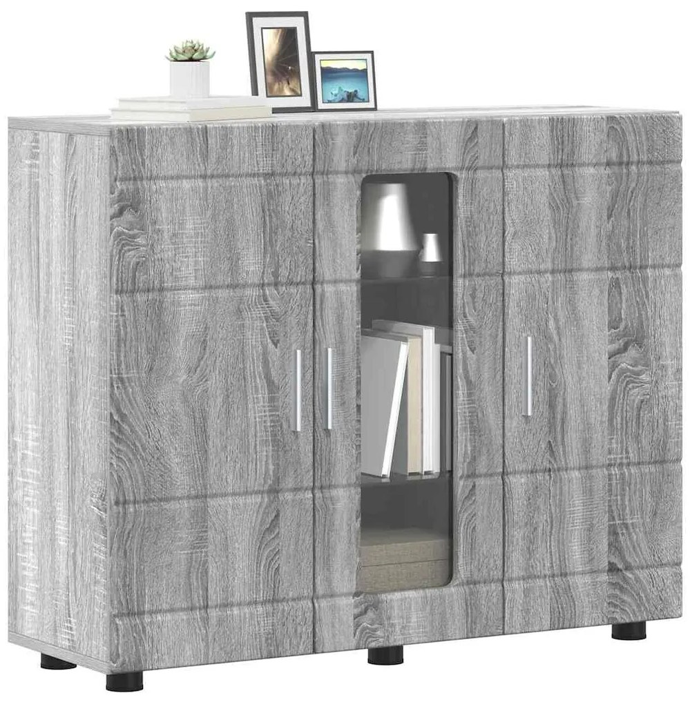 vidaXL Πλαϊνό γραφείο με ράφι με πόρτα Γκρι sonoma 55.5 x 29 x 100 εκ