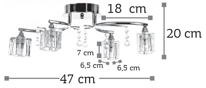 InLight Φωτιστικό οροφής από χρώμιο μέταλλο και κρύσταλλα (6120-4)