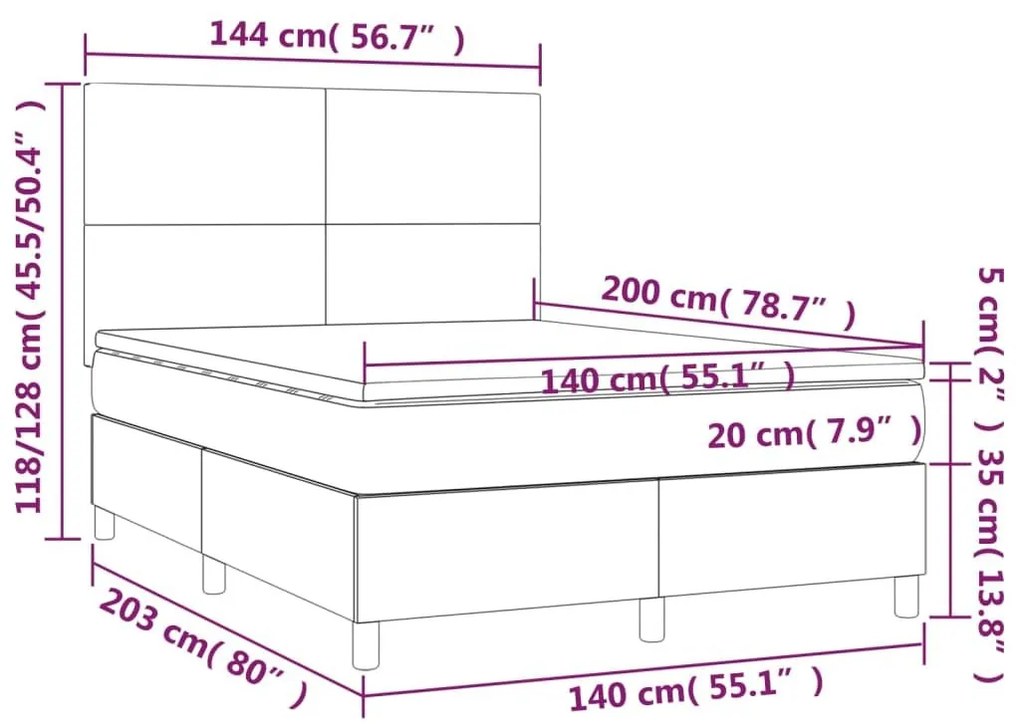 Κρεβάτι Boxspring με Στρώμα Καπουτσίνο 140x200εκ.από Συνθ.Δέρμα - Καφέ