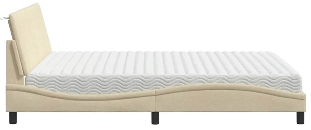 vidaXL Κρεβάτι Κρεμ 160x200 εκ. Υφασμάτινο