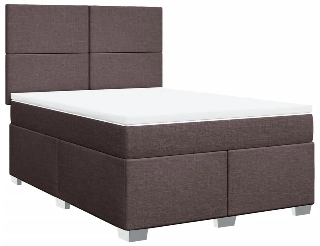 vidaXL Κρεβάτι Boxspring με Στρώμα Σκούρο Καφέ 140x200 εκ Υφασμάτινο