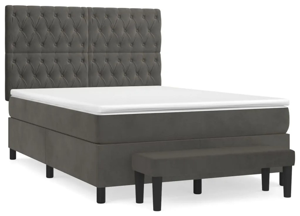 ΚΡΕΒΑΤΙ BOXSPRING ΜΕ ΣΤΡΩΜΑ ΣΚΟΥΡΟ ΓΚΡΙ 140X190 ΕΚ. ΒΕΛΟΥΔΙΝΟ 3138020