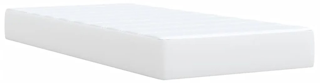 vidaXL Κρεβάτι Boxspring με Στρώμα Λευκό 90x190εκ. από Συνθετικό Δέρμα