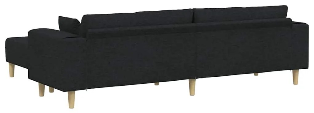 vidaXL Υφασμάτινος καναπές με μαξιλάρι 3 pcs Μαύρο 208 εκ. ύφασμα