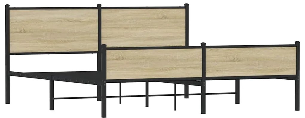 vidaXL Σκελετός Κρεβ. Χωρίς Στρώμα Sonoma Δρυς 160x200 εκ. Μεταλλικό