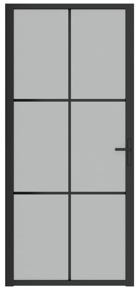 Εσωτερική Πόρτα 93x201,5 εκ. Μαύρο Ματ Γυαλί και Αλουμίνιο - Μαύρο