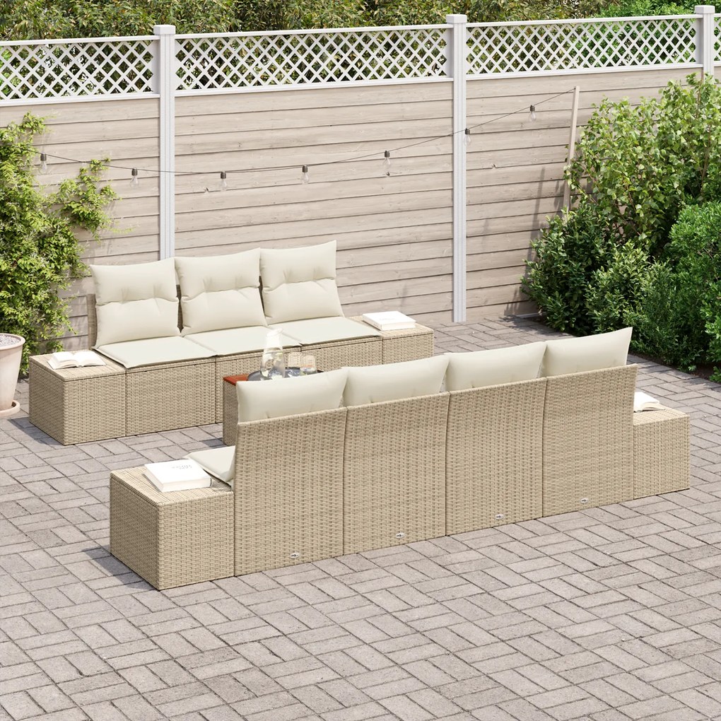 vidaXL Σετ Καναπέ Κήπου 8 pcs Beige, λευκό 55 x 55 x 37 εκ