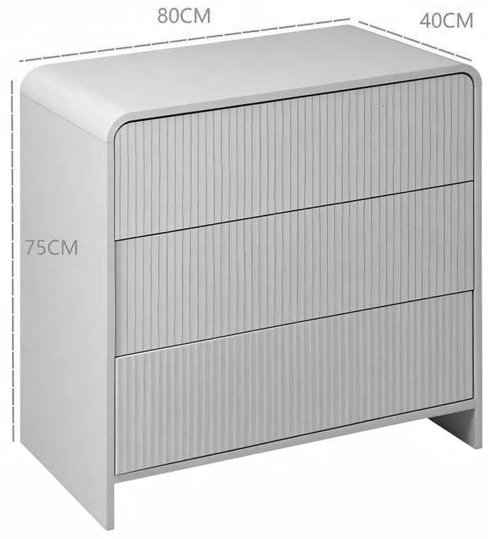 Συρταριέρα Zeplen pakoworld MDF σε λευκή απόχρωση 80x40x75εκ