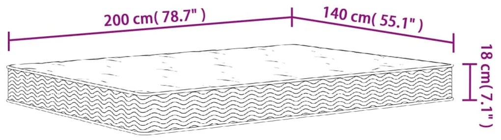 Στρώμα με Bonnell Springs Μεσαία Σκληρότητα 140 x 200 εκ. - Λευκό