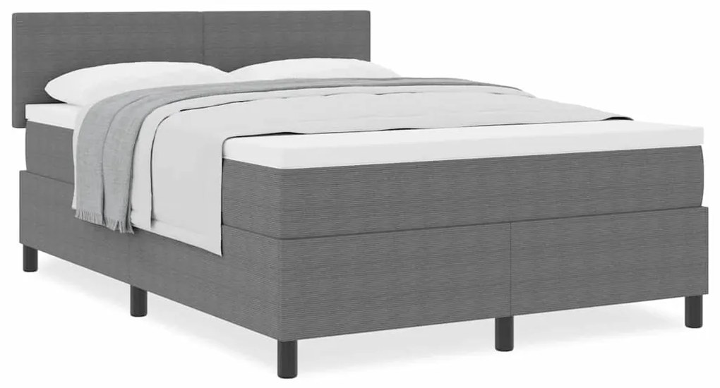 vidaXL Κρεβάτι με ελατήρια Απαλό Γκρι,Λευκό 203 x 144 x 88 εκ Βελούδο