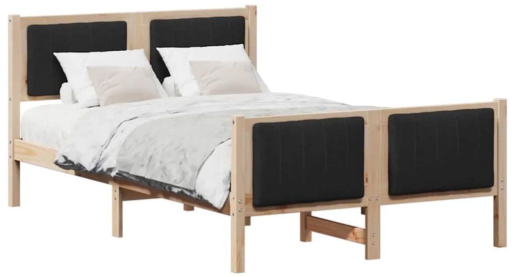 vidaXL Σκελετός Κρεβατιού με κεφαλάρι Καφέ και μαύρο 120 x 190 cm