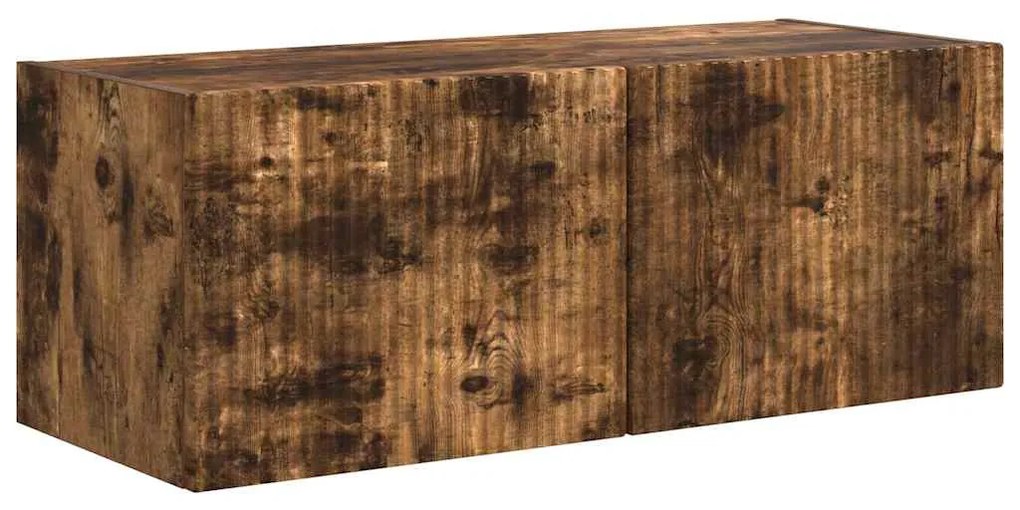 vidaXL Ντουλάπι Τηλεόρασης Τοίχου Επιτοίχιο 2 pcs Καπνιστό Δρύς