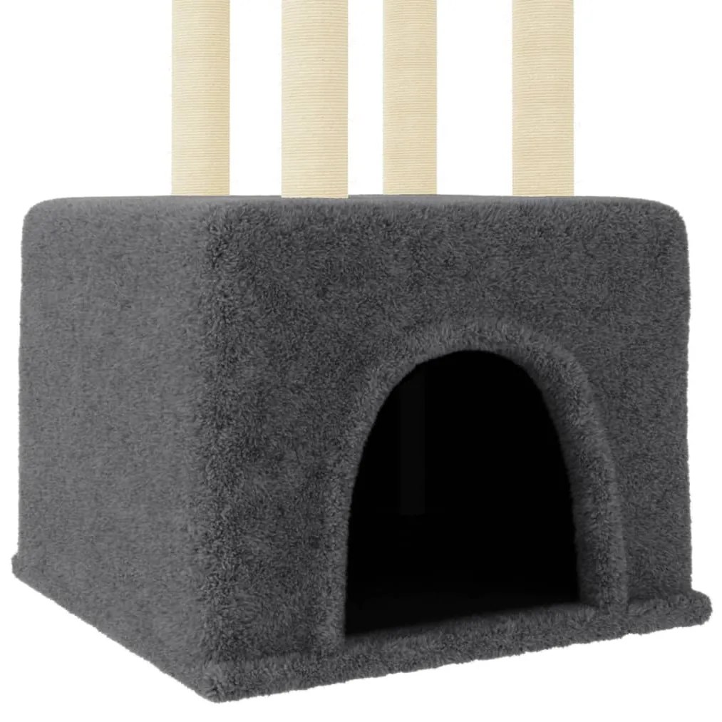 vidaXL Γατόδεντρο Σκούρο Γκρι 133,5 εκ. με Στύλους Ξυσίματος από Σιζάλ