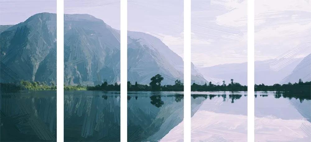 Εικόνα 5 μερών τοπίο μιας ορεινής λίμνης - 100x50
