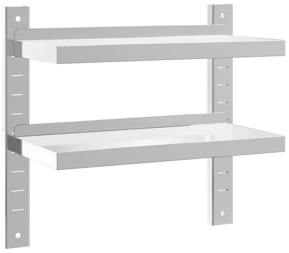 vidaXL Ράφι Τοίχου 2 Επιπ. Ασημί 50x23,5x60 εκ. Ανοξείδωτο Ατσάλι