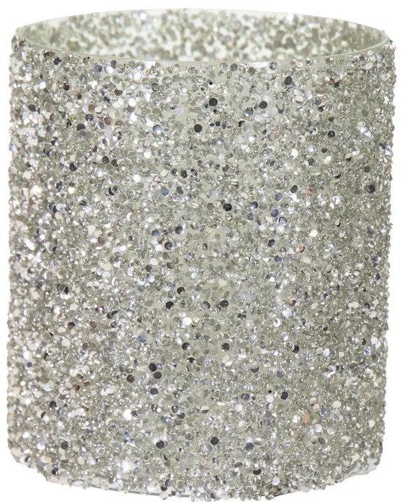 Κηροπήγιο Γυάλινο 13,5x15εκ. Strass Silver Art Et Lumiere 30548