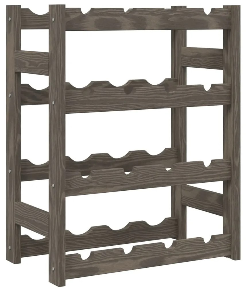 vidaXL Ραφιέρα Κρασιών για 16 Μπουκάλια Γκρι από Μασίφ Ξύλο Πεύκου