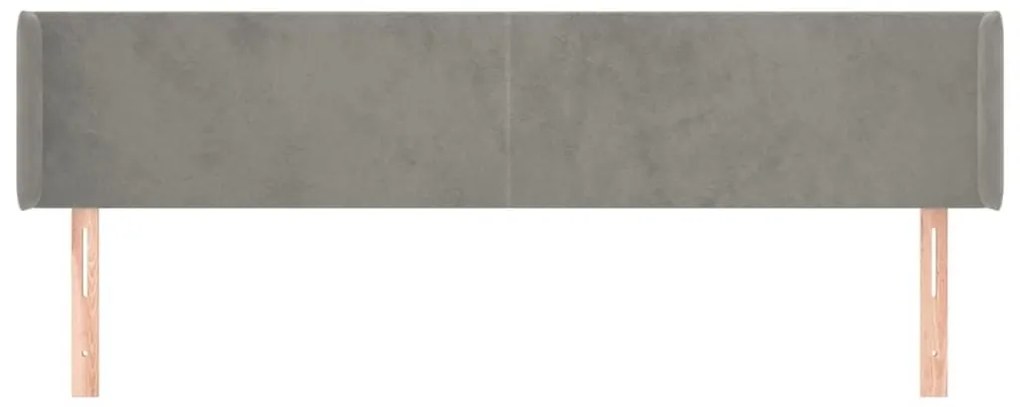Κεφαλάρι με Πτερύγια Ανοιχτό Γκρι 183x16x78/88 εκ. Βελούδινο - Γκρι