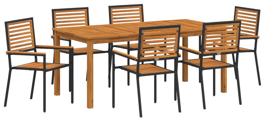 vidaXL Σετ Εξωτερικής Τραπεζαρίας 7 pcs Μαύρο 180 x 90 x 75 cm