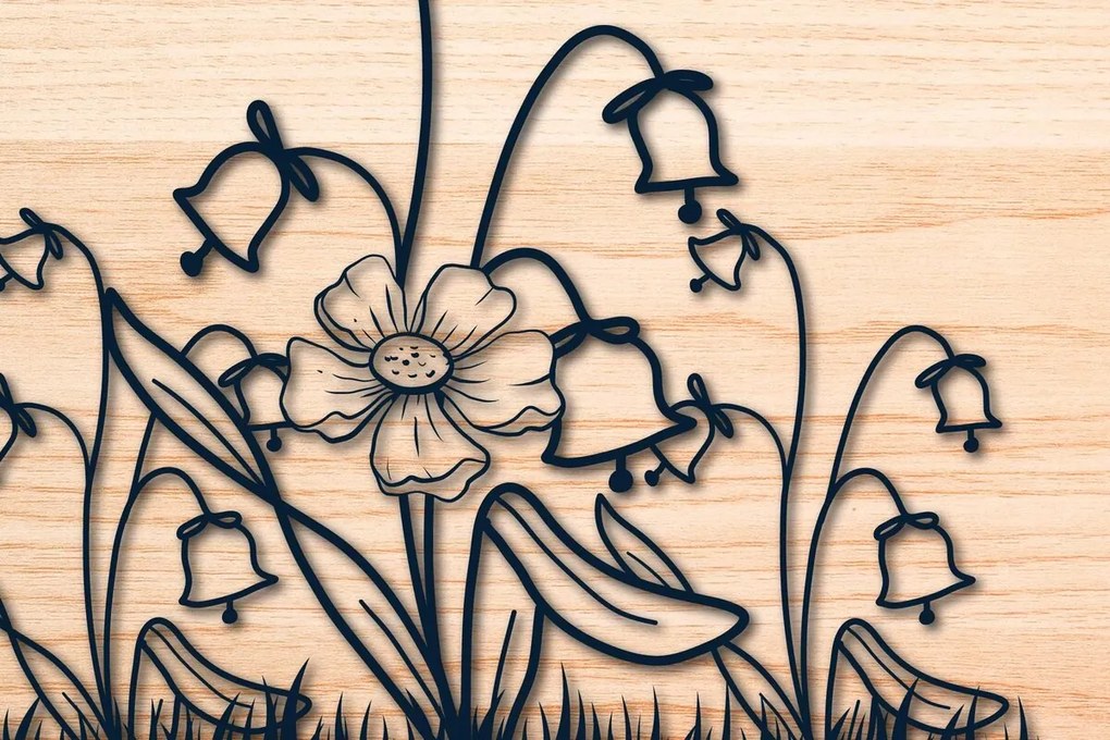 Intra απο ξύλο plywood 3mm-4mm πάχος – Wildflower Sign Laser/Paper Cut Δίασταση  40x30 cm INTRAFABR-60518211