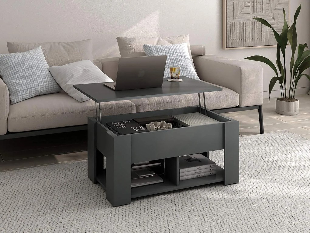Ορθογώνιο Τραπεζάκι Σαλονιού Ξύλινο LYNNE Anthracite Μ88xΠ54xΥ40εκ.