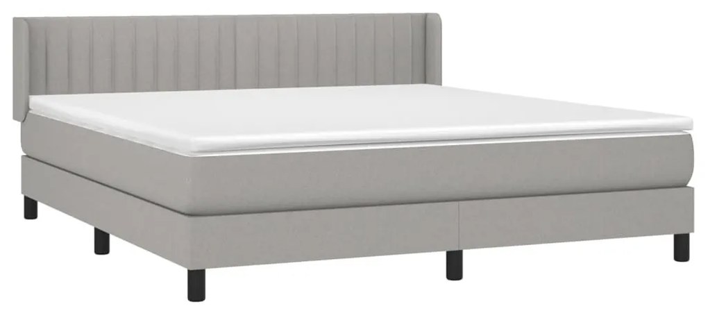 Κρεβάτι Boxspring με Στρώμα Ανοιχτό Γκρι 180x200 εκ. Υφασμάτινο - Γκρι