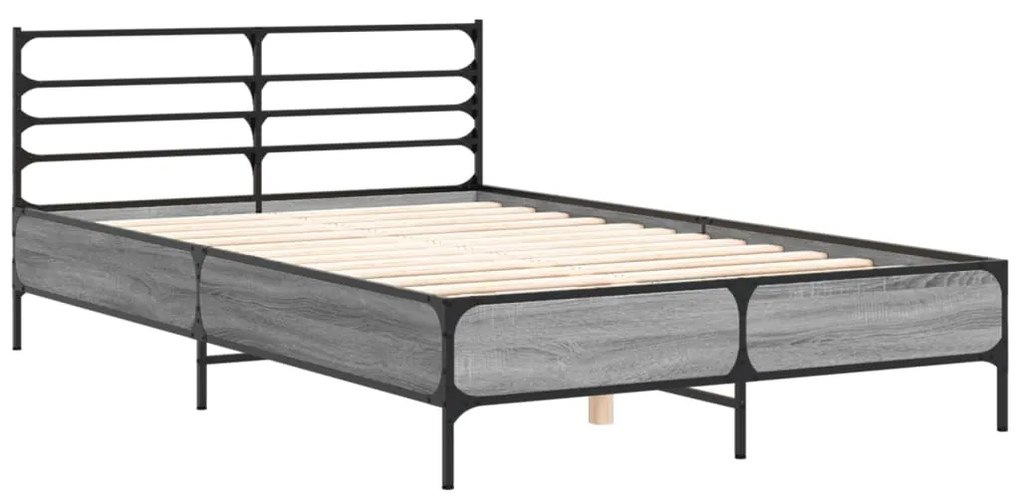 vidaXL Πλαίσιο Κρεβατιού Γκρι Sonoma 120 x 190εκ. Επεξ. Ξύλο &amp; Μέταλλο