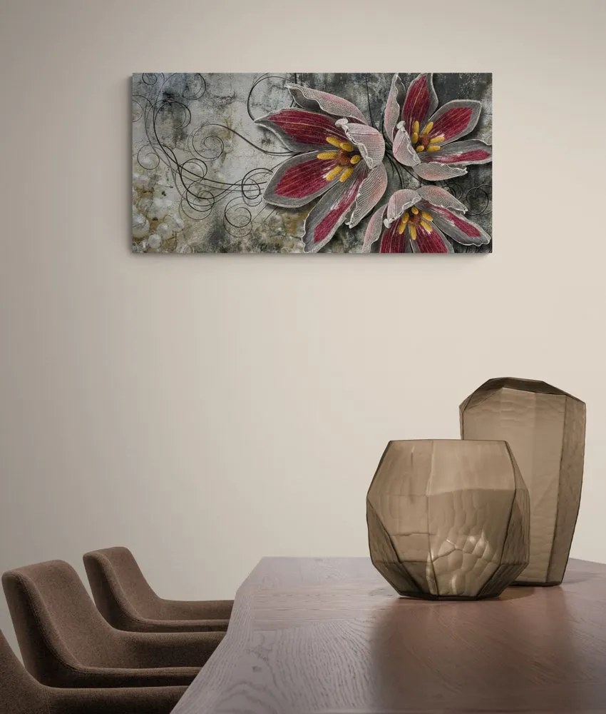 Εικόνα λουλούδια με μαργαριτάρια - 100x50