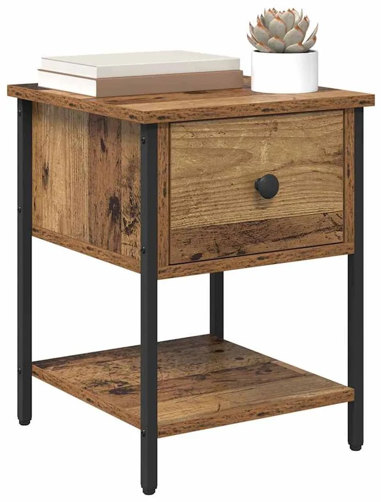 vidaXL Κομοδίνο 2 pcs Παλιό ξύλο 34 x 35,5 x 45 εκ Επεξεργασμένο ξύλο