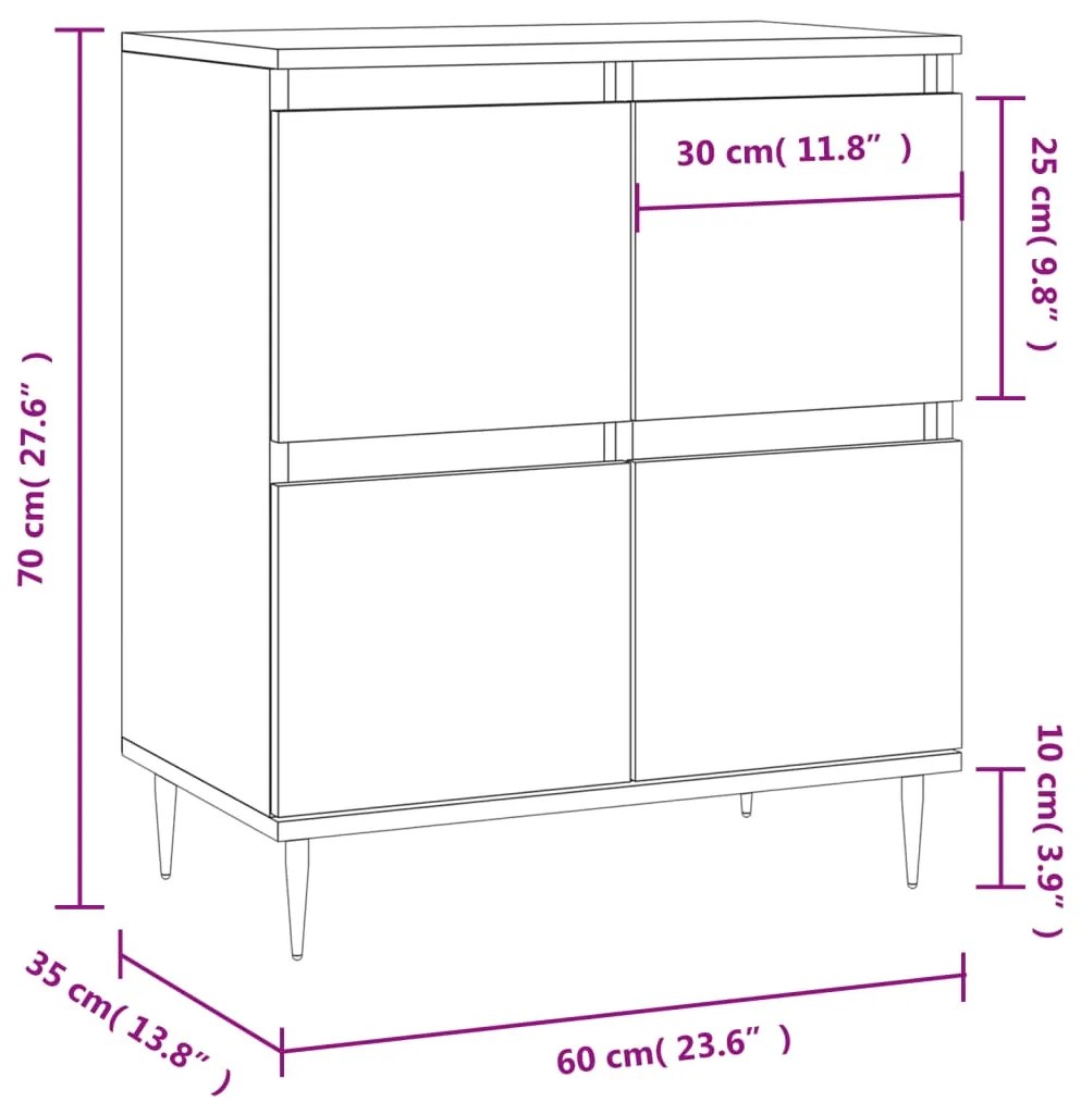 Συρταριέρα Sonoma Δρυς 60x35x70 εκ. Επεξεργασμένο Ξύλο - Καφέ