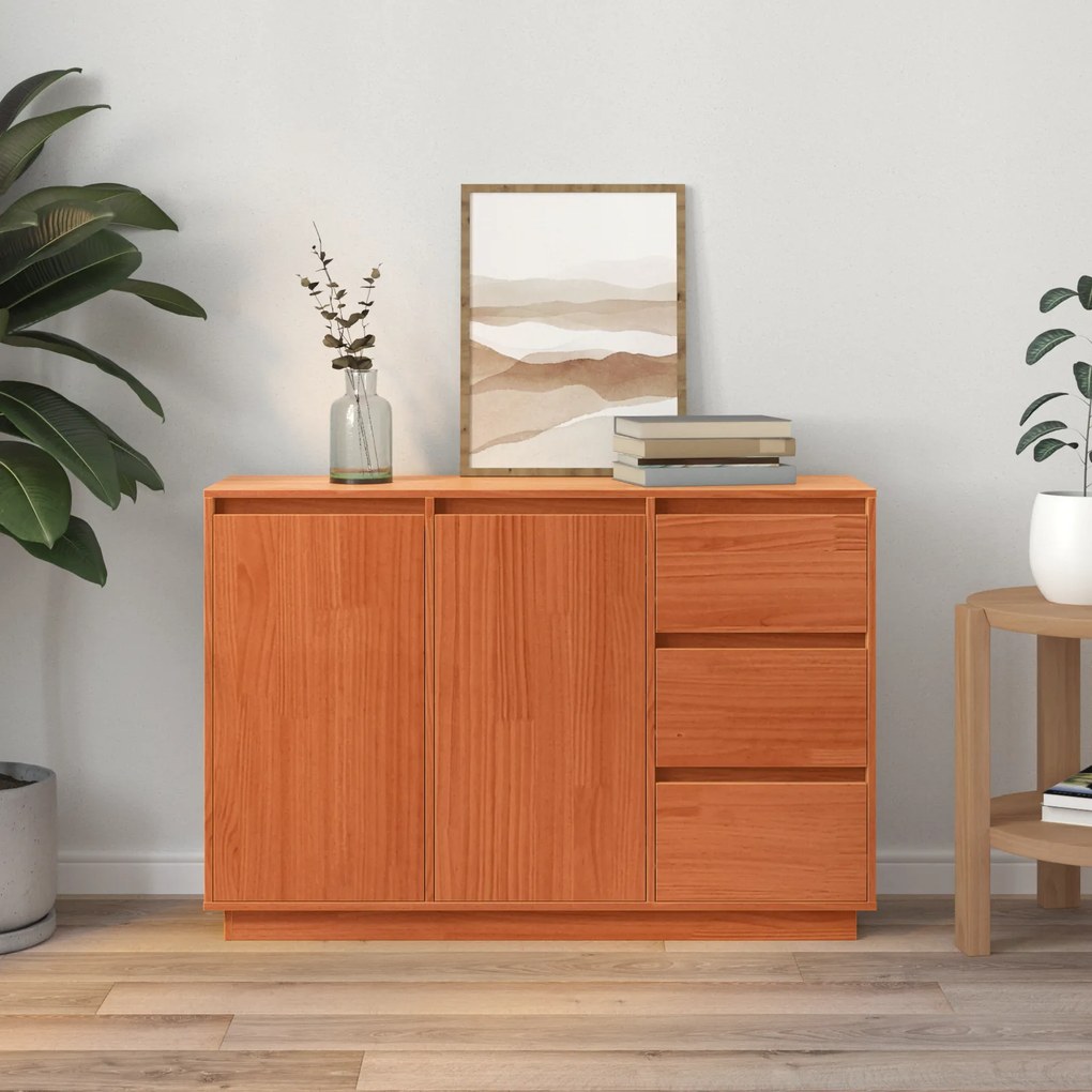 vidaXL Πλαϊνό γραφείο Καφέ 111 x 34 x 75 εκ. Μασίφ ξύλο πεύκου