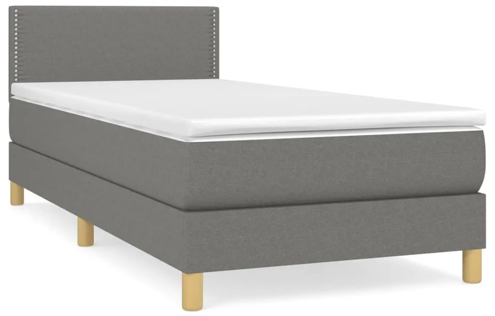 vidaXL Κρεβάτι Boxspring με Στρώμα Σκούρο Γκρι 90x190 εκ. Υφασμάτινο