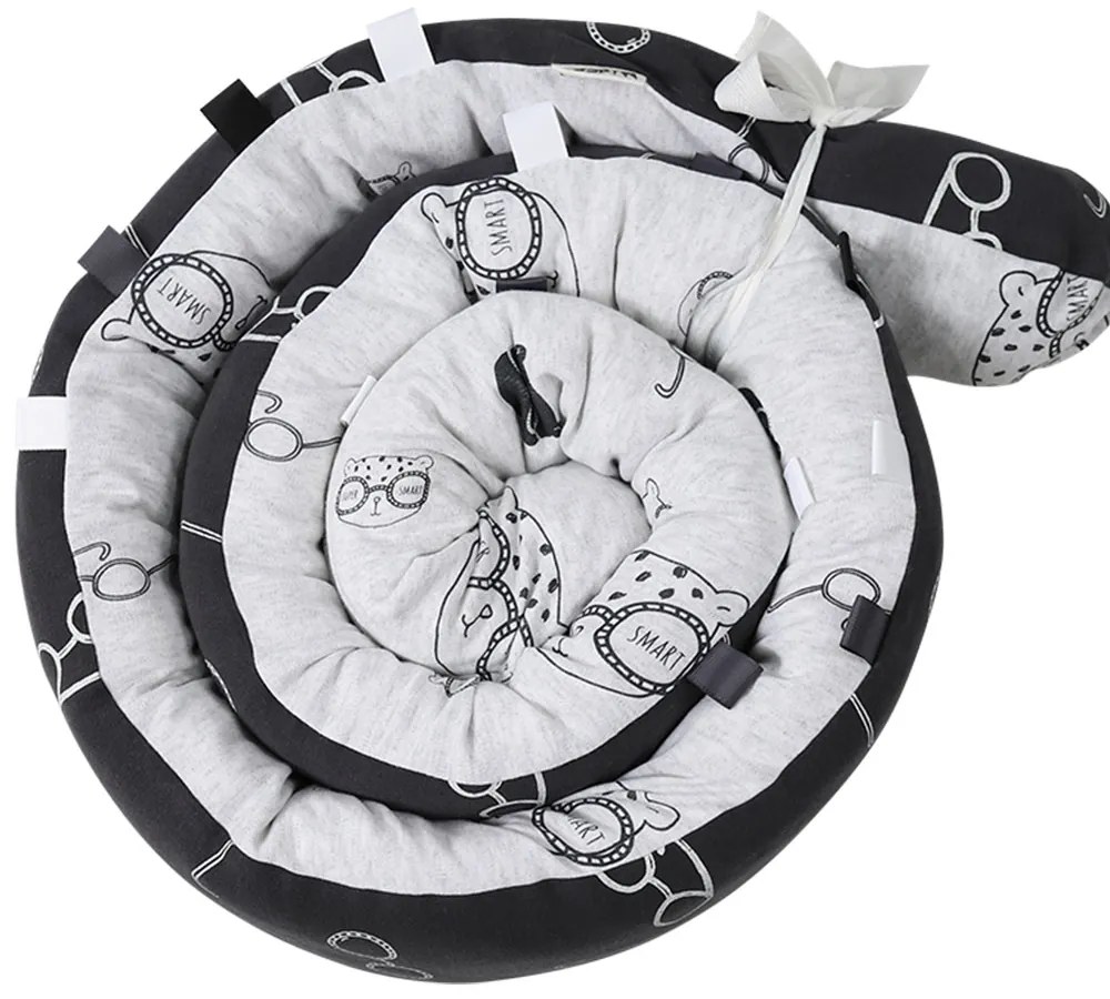 Πολυχρηστικό Μαξιλάρι Βαμβακερό 240x12εκ. Snuggly Snake Grey Bear Minene 18303004040OS