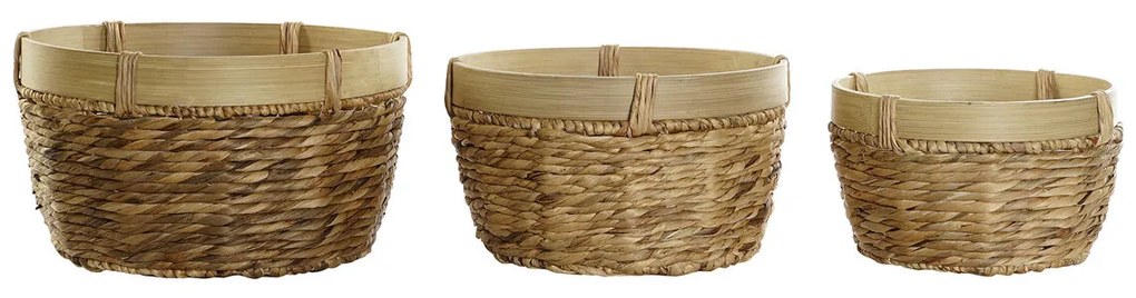 Σετ Καλαθιών DKD Home Decor Καφέ Φυσικό Bamboo Καλάμια Τροπικό 40 x 40 x 23 cm 3 Τεμάχια