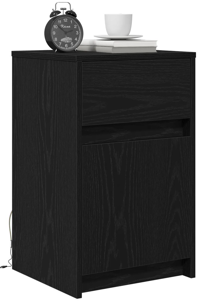 vidaXL LED Κρεβατάκι Ντουλάπα Μαύρη δρυς 38 x 34 x 61 εκ. Μοριοσανίδα