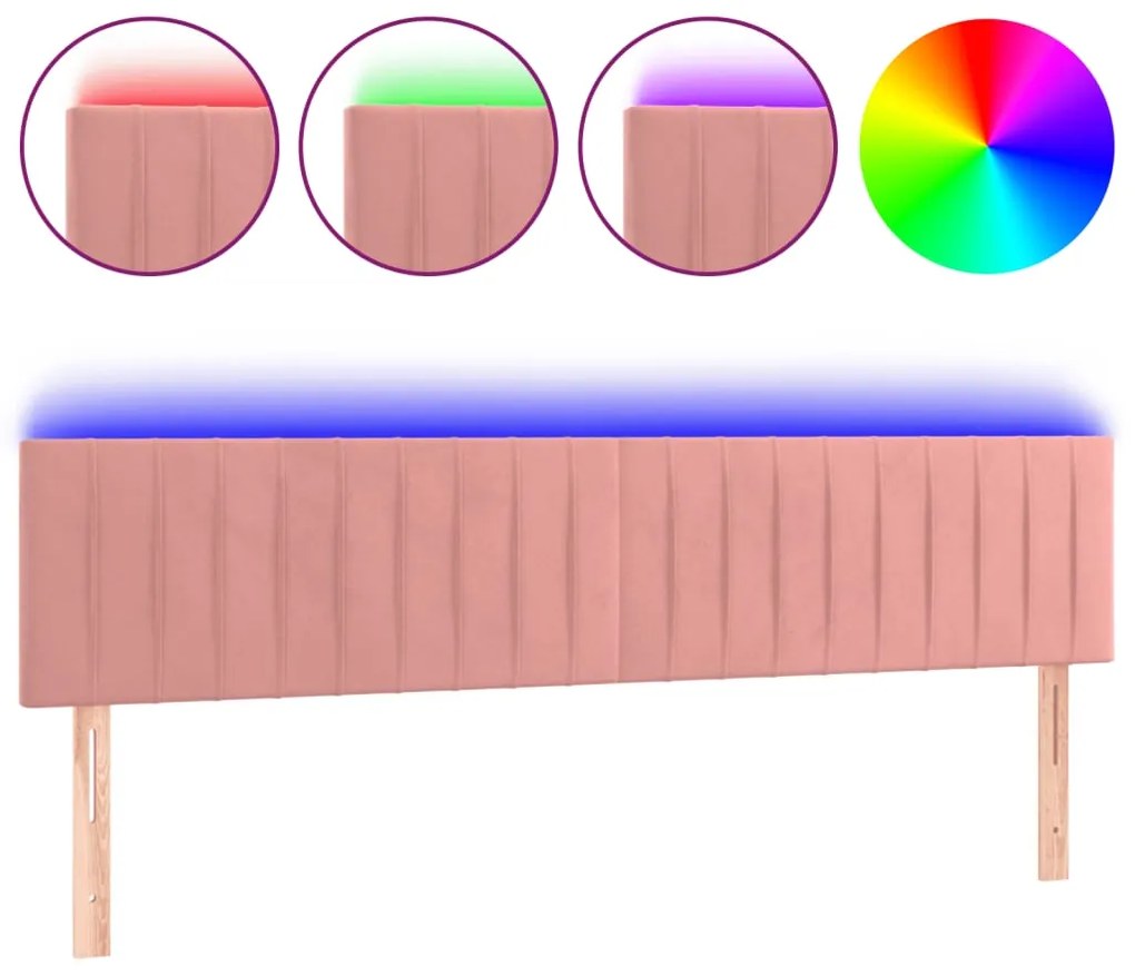 vidaXL Κεφαλάρι Κρεβατιού LED Ροζ 160x5x78/88 εκ. Βελούδινο