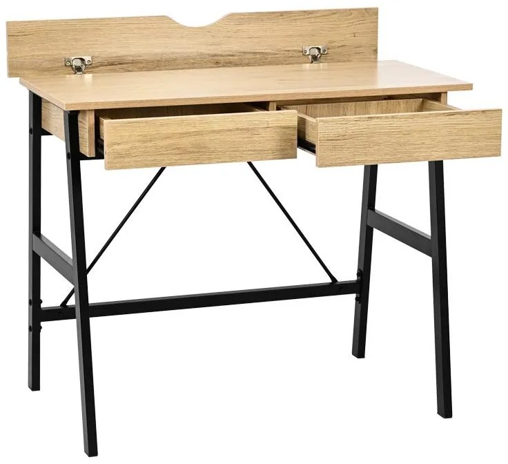 Γραφείο Lione με Συρτάρια σε Oak &amp; Μαύρο Μεταλλικό Πόδι 90x50x75 εκ. 90x50x75 εκ.