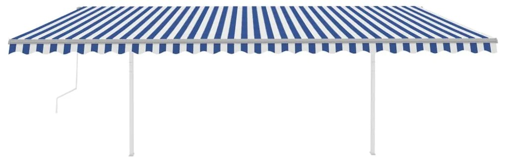 vidaXL Τέντα Αυτόματη με LED & Αισθητήρα Ανέμου Μπλε/Λευκό 6 x 3 μ.