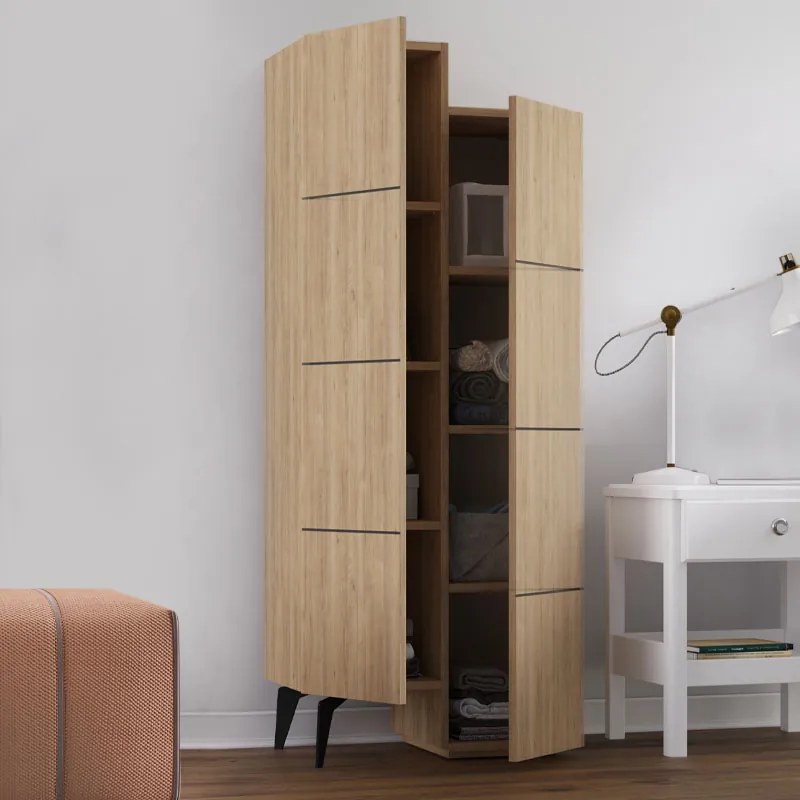 Ντουλάπι κουζίνας/μπάνιου - Παπουτσοθήκη Stair Megapap χρώμα sapphire oak 62,2x37,4x156εκ.