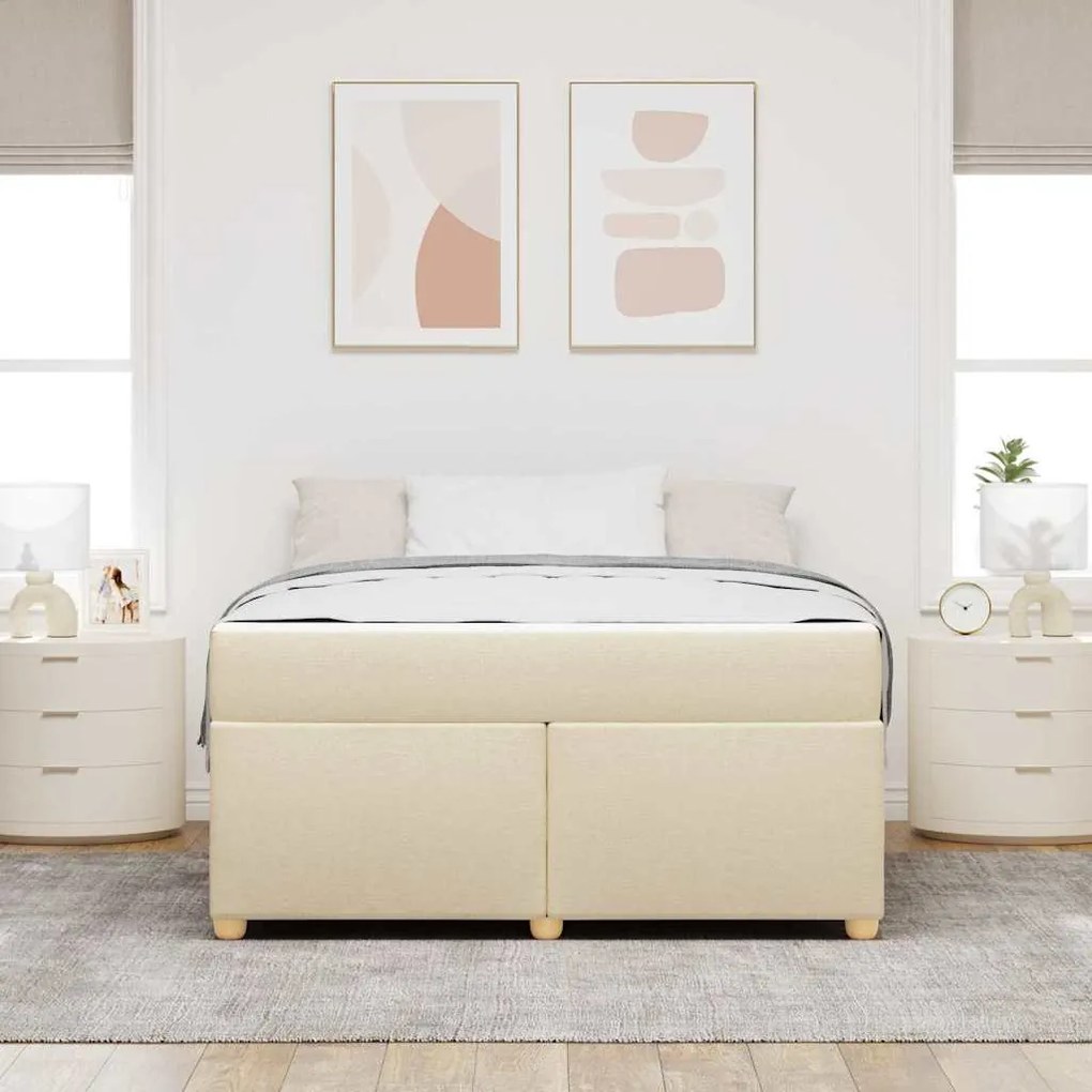 vidaXL Σκελετός Κρεβατιού Άλλο Κρεμ 140 x 200 cm ύφασμα