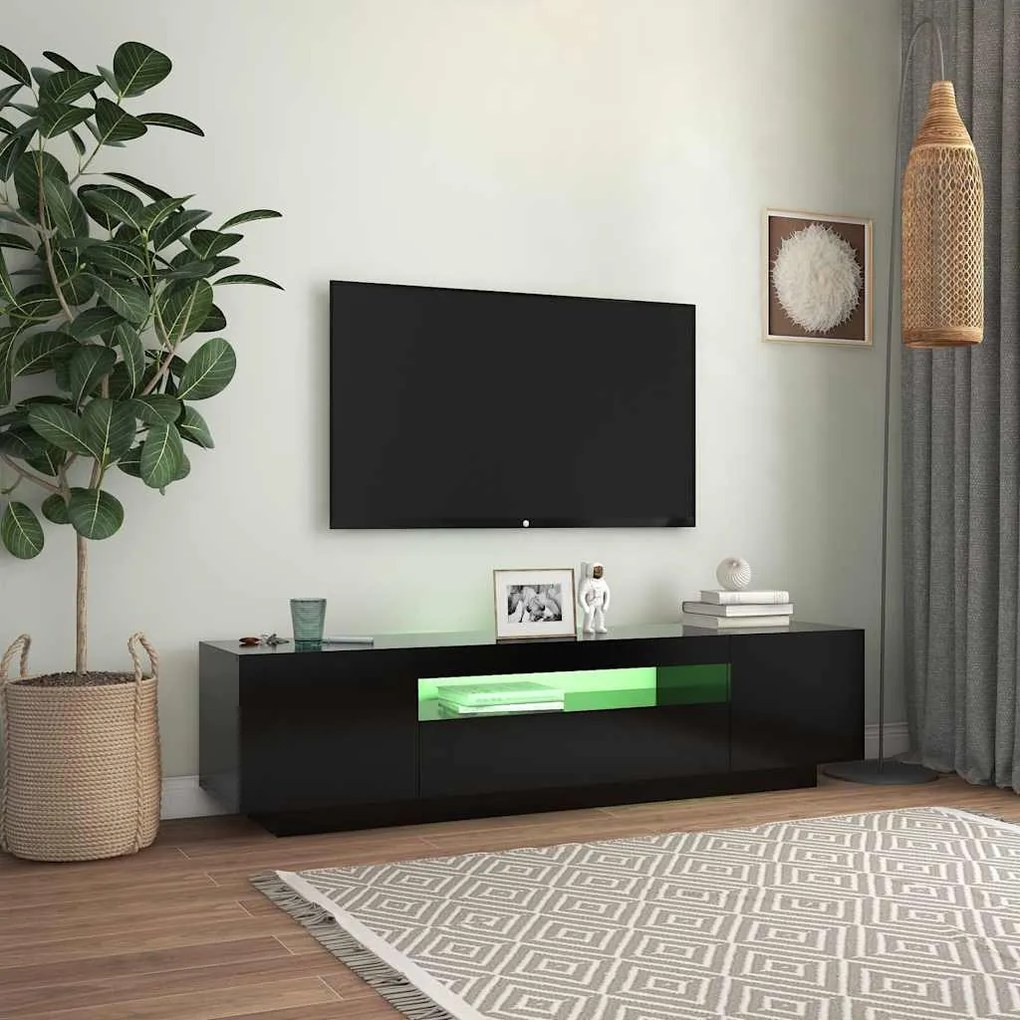 vidaXL Έπιπλο Τηλεόρασης με LED Μαύρο 160x35x40 εκ.