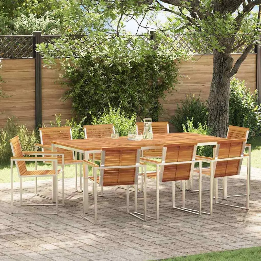 vidaXL Σέτ φαγητού για κήπο 9 pcs Σταθερό Ξύλο Ακακίας