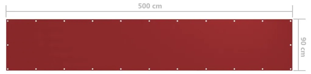 vidaXL Διαχωριστικό Βεράντας Κόκκινο 90 x 500 εκ. Ύφασμα Oxford