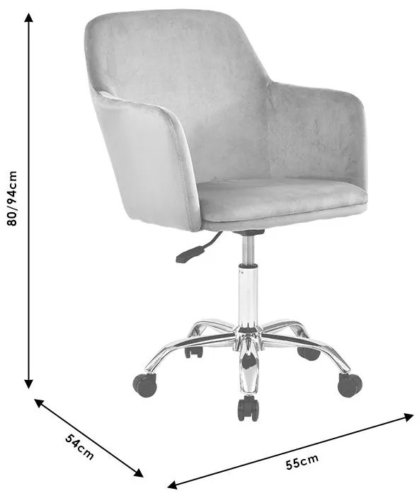 Καρέκλα γραφείου εργασίας Xever βελούδο ροζ 55x54x80 εκ.