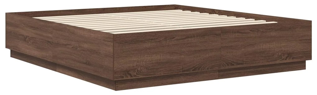 vidaXL Σκελετός Κρεβατιού Καφέ δρυς 200 x 200 cm Επεξεργασμένο ξύλο