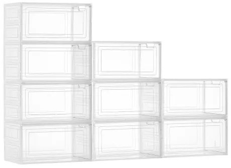VEVOR Shoe Storage Boxes 9PCS Stackable Shoe Boxes US Size 13 Transparent White