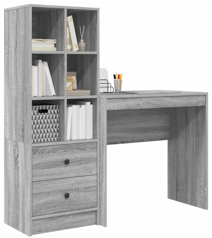vidaXL Γραφείο με αποθηκευτικό χώρο 2 pcs Γκρι sonoma 80 x 40 x 76 εκ.