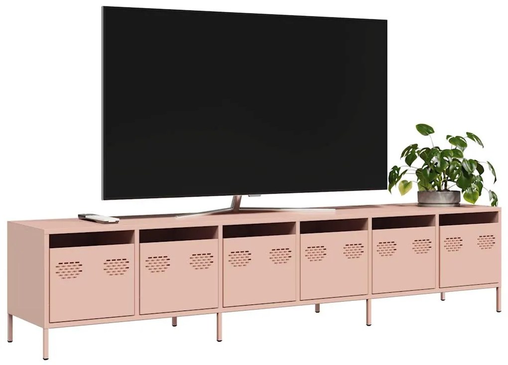 ντουλάπι τηλεόρασης vidaXL Ροζ 202x39x43,5 cm Ατσάλι ψυχρής έλασης