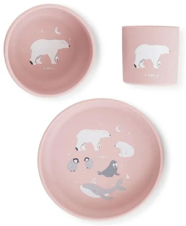 Παιδικό Σετ Φαγητού 3τμχ Saro Polar Bear Ροζ 17648