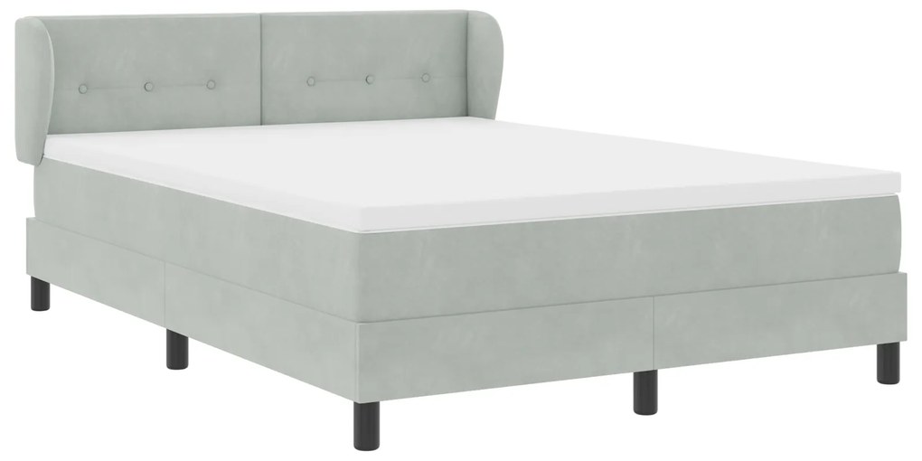 vidaXL Κρεβάτι Box Spring με Στρώμα Ανοιχτό Γκρι 140x200 εκ. Βελούδο